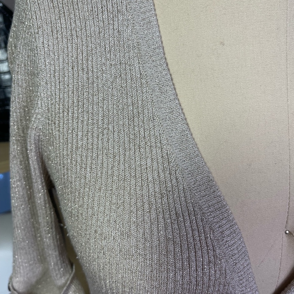 Whbm Champagne Metallic Button Down Sweater - image 3